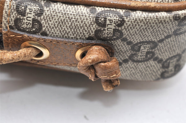 Authentic GUCCI GG Plus Shoulder Cross Body Bag GG PVC Leather Brown Junk 4898K