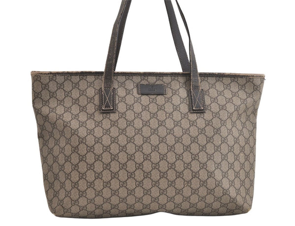 Authentic GUCCI Vintage Shoulder Tote Bag GG PVC Leather 211137 Brown 4899K