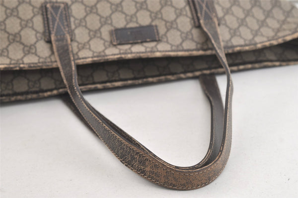 Authentic GUCCI Vintage Shoulder Tote Bag GG PVC Leather 211137 Brown 4899K