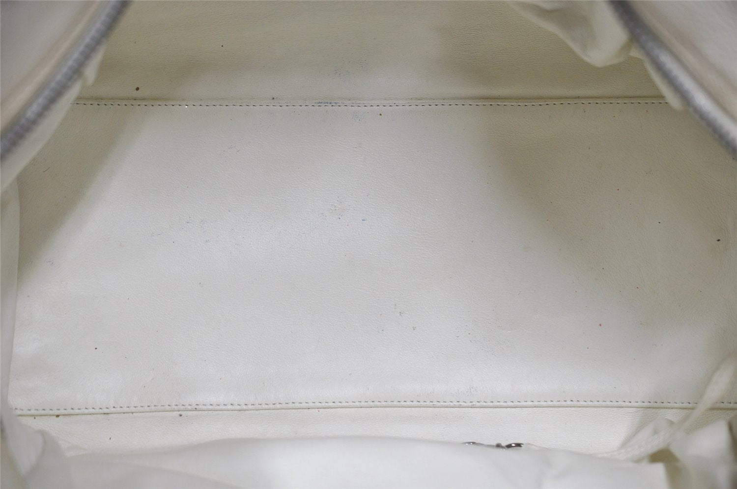 Authentic CHANEL Lamb Skin Vintage Chain Shoulder Tote Bag White CC 4900I