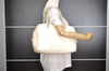 Authentic CHANEL Lamb Skin Vintage Chain Shoulder Tote Bag White CC 4900I