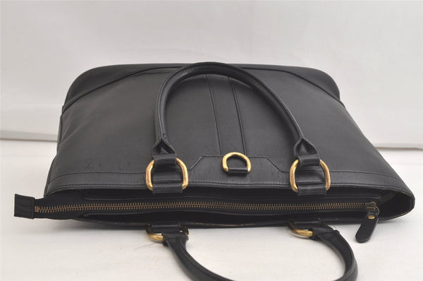 Authentic BURBERRY Vintage Leather Tote Hand Bag Black 4900K