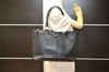 Authentic BURBERRY Vintage Leather Tote Hand Bag Black 4900K