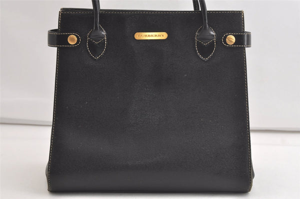 Authentic BURBERRY Vintage Leather Shoulder Hand Bag Purse Black 4901K