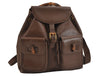 Authentic GUCCI Bamboo Vintage Drawstring Backpack Leather Brown 4902J