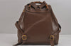 Authentic GUCCI Bamboo Vintage Drawstring Backpack Leather Brown 4902J