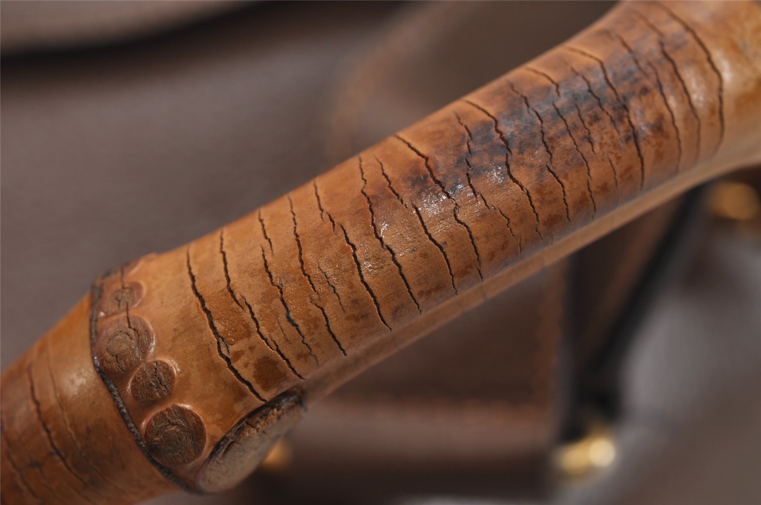 Authentic GUCCI Bamboo Vintage Drawstring Backpack Leather Brown 4902J