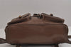 Authentic GUCCI Bamboo Vintage Drawstring Backpack Leather Brown 4902J