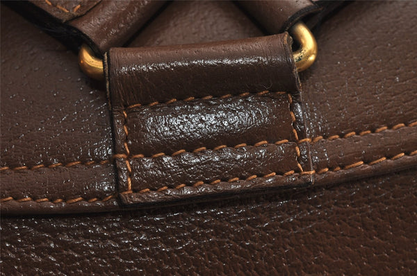 Authentic GUCCI Bamboo Vintage Drawstring Backpack Leather Brown 4902J