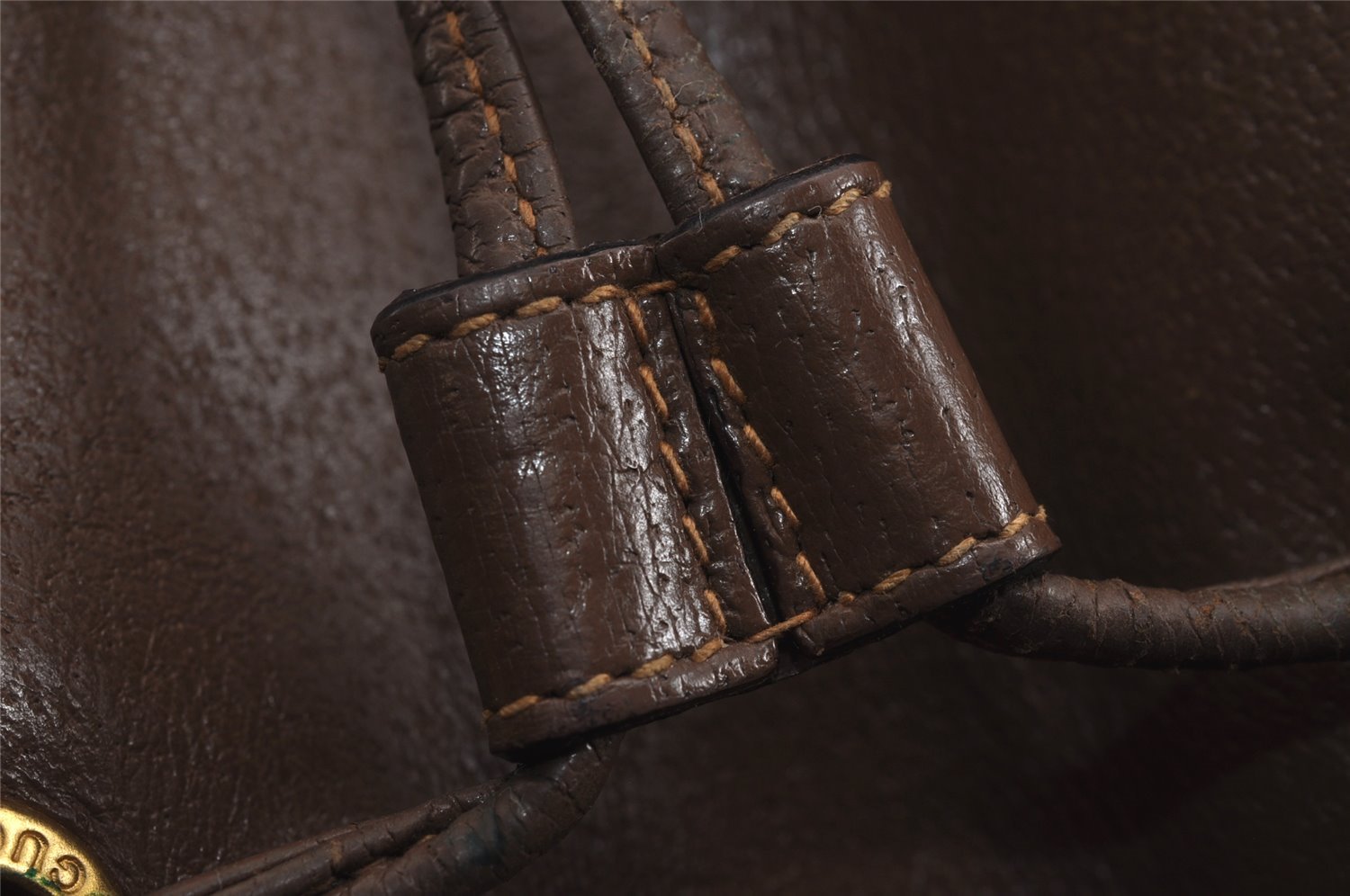 Authentic GUCCI Bamboo Vintage Drawstring Backpack Leather Brown 4902J