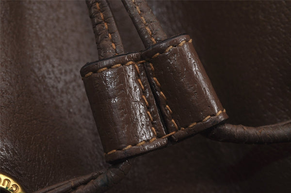 Authentic GUCCI Bamboo Vintage Drawstring Backpack Leather Brown 4902J