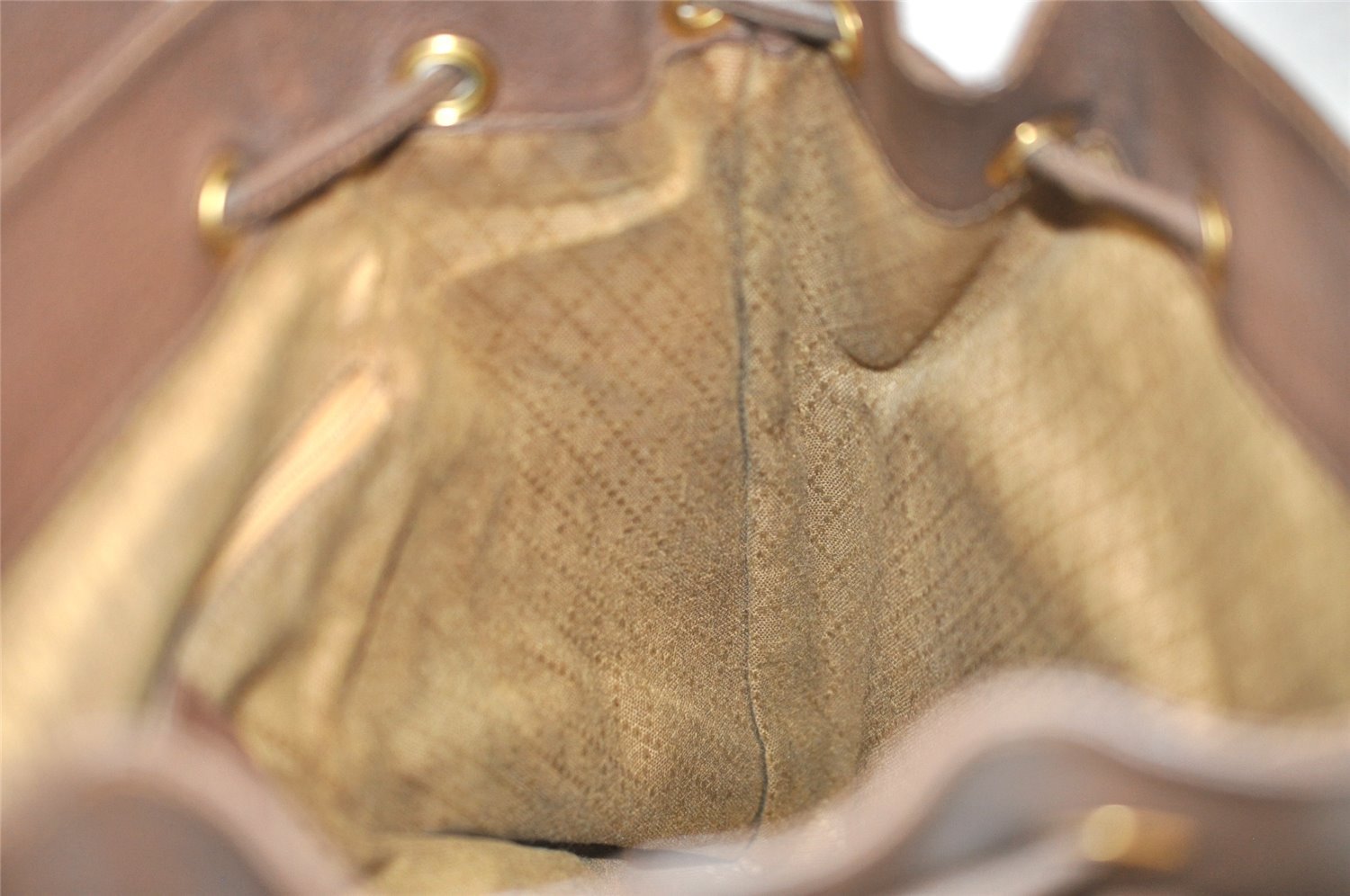 Authentic GUCCI Bamboo Vintage Drawstring Backpack Leather Brown 4902J