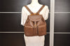 Authentic GUCCI Bamboo Vintage Drawstring Backpack Leather Brown 4902J