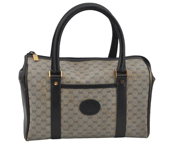 Authentic GUCCI Micro GG PVC Leather Hand Boston Bag Purse Navy Blue Junk 4904J