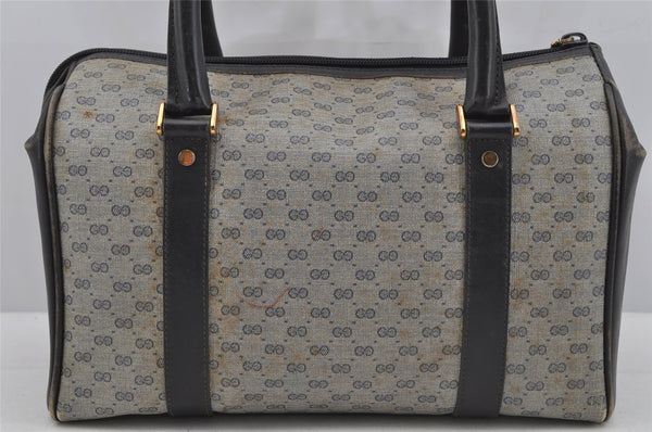 Authentic GUCCI Micro GG PVC Leather Hand Boston Bag Purse Navy Blue Junk 4904J