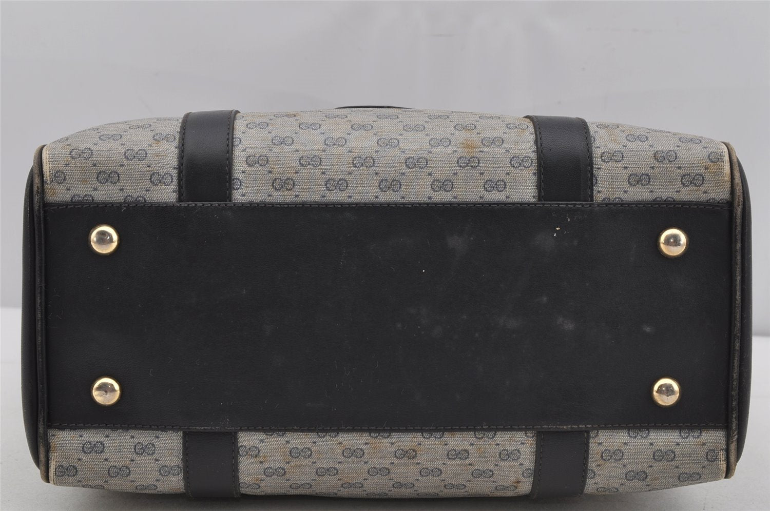 Authentic GUCCI Micro GG PVC Leather Hand Boston Bag Purse Navy Blue Junk 4904J