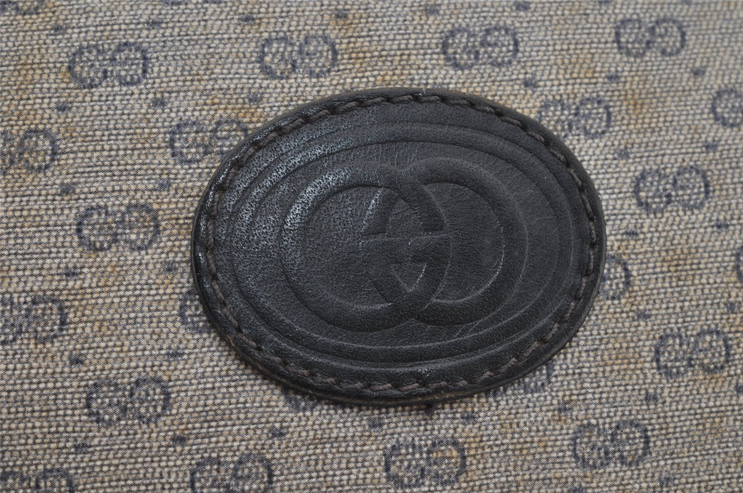 Authentic GUCCI Micro GG PVC Leather Hand Boston Bag Purse Navy Blue Junk 4904J