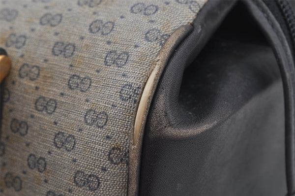 Authentic GUCCI Micro GG PVC Leather Hand Boston Bag Purse Navy Blue Junk 4904J