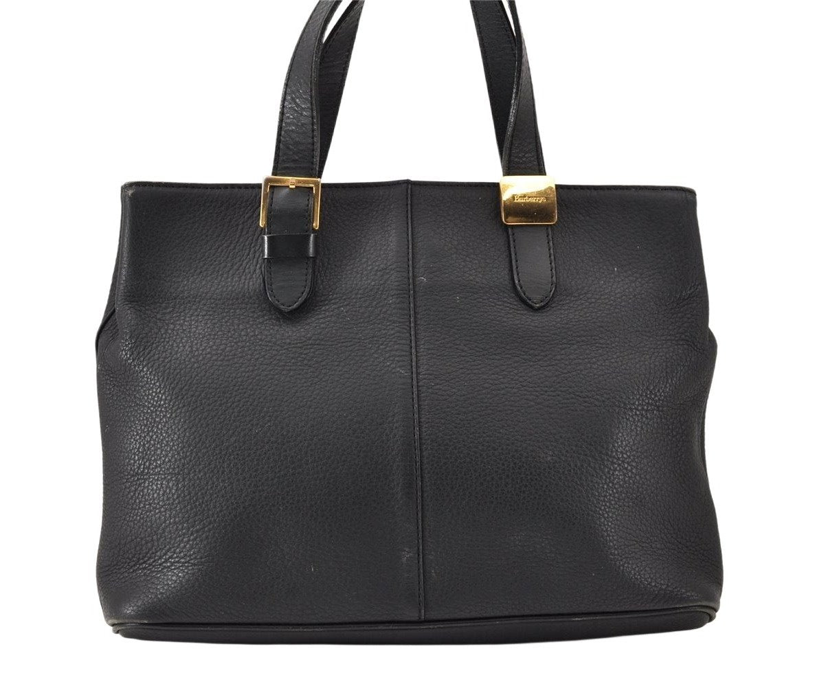 Authentic Burberrys Vintage Leather Shoulder Hand Bag Black 4904K