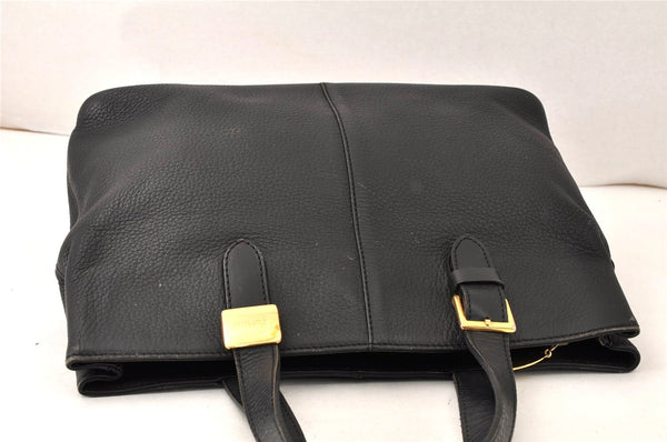 Authentic Burberrys Vintage Leather Shoulder Hand Bag Black 4904K
