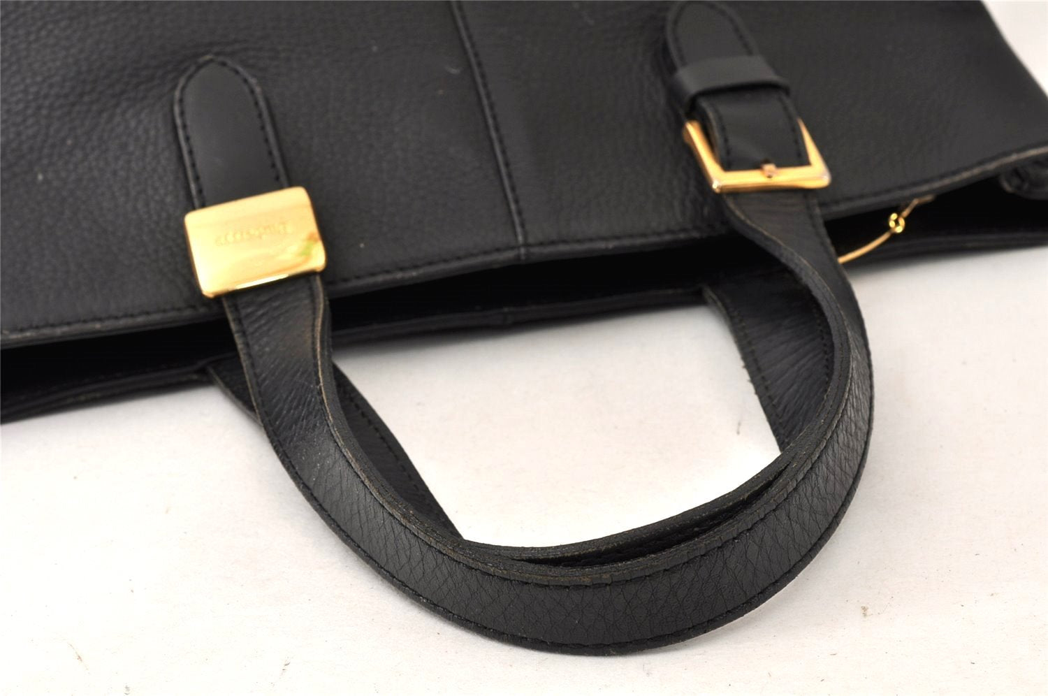 Authentic Burberrys Vintage Leather Shoulder Hand Bag Black 4904K