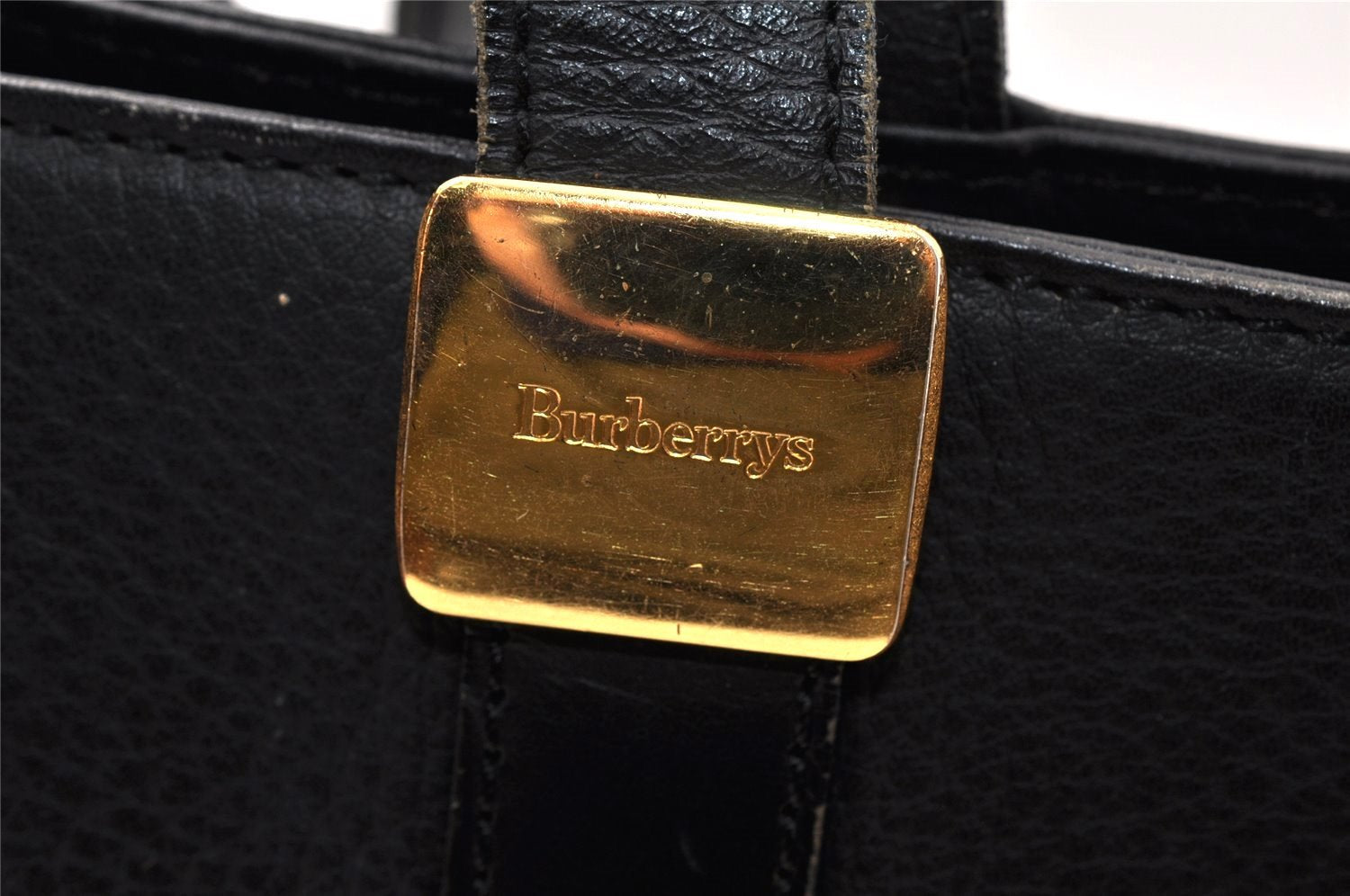 Authentic Burberrys Vintage Leather Shoulder Hand Bag Black 4904K
