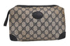 Authentic GUCCI Clutch Hand Bag Purse GG PVC Leather Navy Blue Junk 4905J
