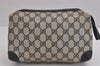Authentic GUCCI Clutch Hand Bag Purse GG PVC Leather Navy Blue Junk 4905J