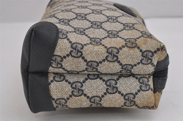 Authentic GUCCI Clutch Hand Bag Purse GG PVC Leather Navy Blue Junk 4905J