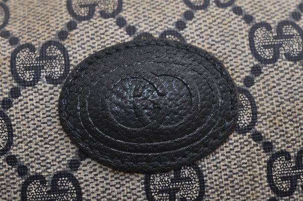 Authentic GUCCI Clutch Hand Bag Purse GG PVC Leather Navy Blue Junk 4905J