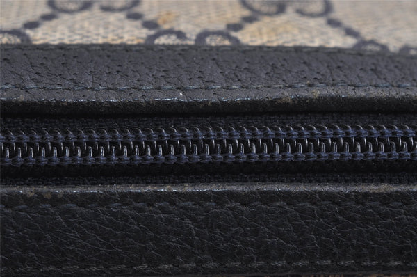 Authentic GUCCI Clutch Hand Bag Purse GG PVC Leather Navy Blue Junk 4905J