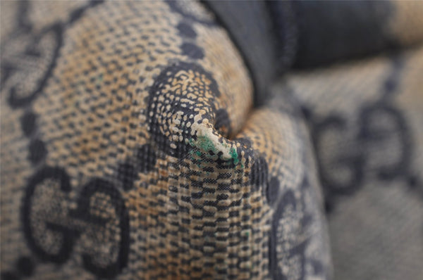 Authentic GUCCI Clutch Hand Bag Purse GG PVC Leather Navy Blue Junk 4905J