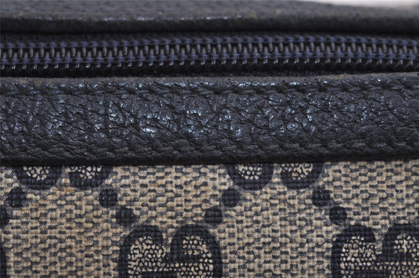 Authentic GUCCI Clutch Hand Bag Purse GG PVC Leather Navy Blue Junk 4905J