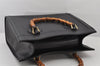 Authentic GUCCI Vintage Bamboo Hand Bag Leather Black Junk 4907K