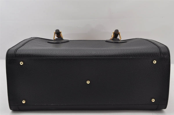 Authentic GUCCI Vintage Bamboo Hand Bag Leather Black Junk 4907K