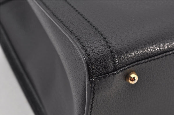 Authentic GUCCI Vintage Bamboo Hand Bag Leather Black Junk 4907K