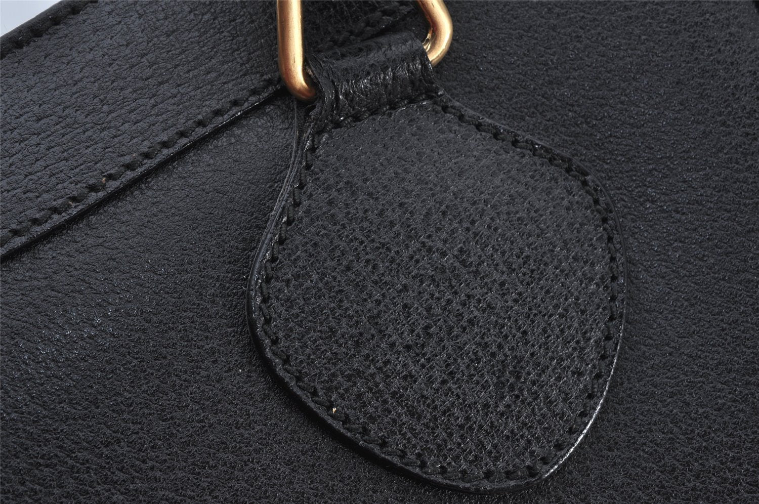 Authentic GUCCI Vintage Bamboo Hand Bag Leather Black Junk 4907K