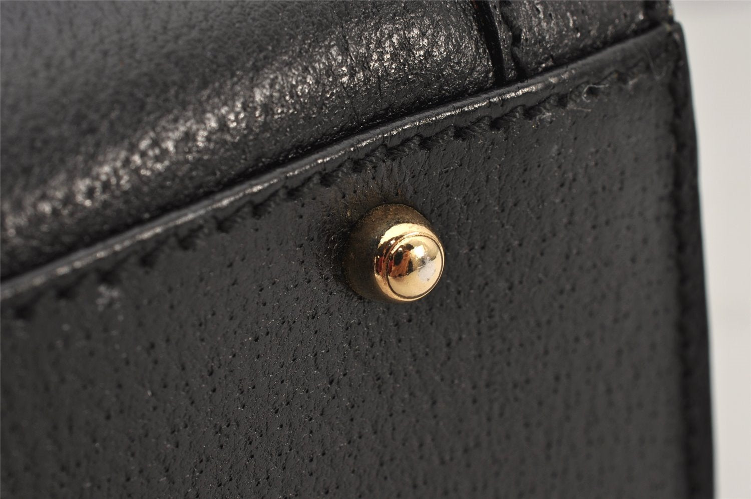 Authentic GUCCI Vintage Bamboo Hand Bag Leather Black Junk 4907K