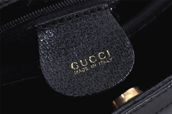 Authentic GUCCI Vintage Bamboo Hand Bag Leather Black Junk 4907K