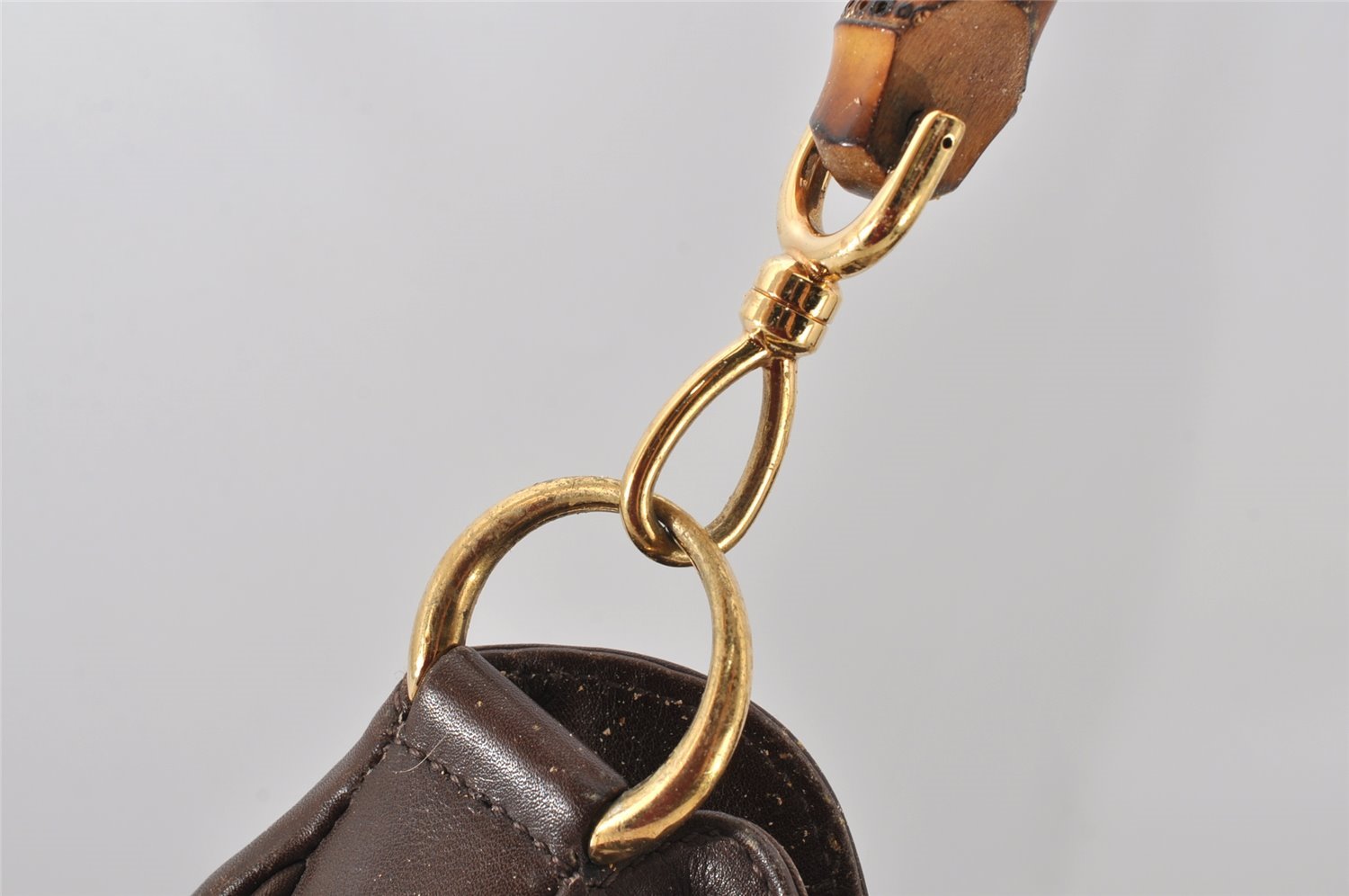 Authentic GUCCI Bamboo 2Way Shoulder Bag Leather Brown Junk 4908K