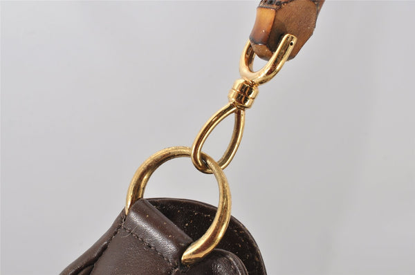 Authentic GUCCI Bamboo 2Way Shoulder Bag Leather Brown Junk 4908K