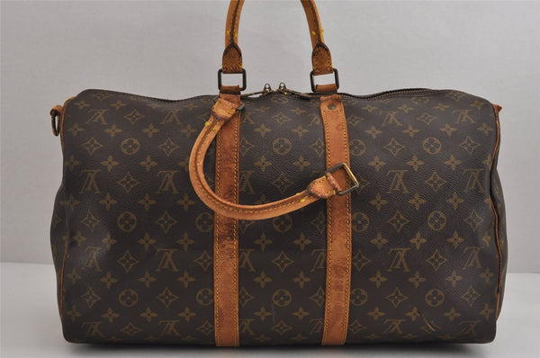 Authentic Louis Vuitton Monogram Keepall Bandouliere 45 M41418 Boston Bag 4909J