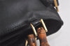 Authentic GUCCI Vintage Bamboo 2Way Shoulder Tote Bag Leather Black Junk 4909K
