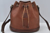 Authentic Burberrys Leather Shoulder Cross Body Drawstring Bag Purse Brown 4911J