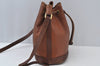 Authentic Burberrys Leather Shoulder Cross Body Drawstring Bag Purse Brown 4911J