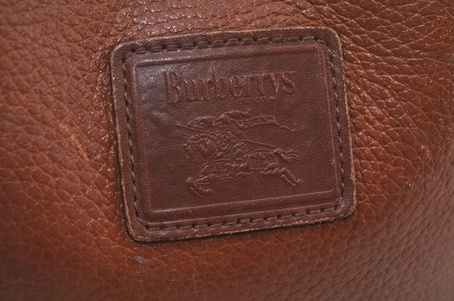Authentic Burberrys Leather Shoulder Cross Body Drawstring Bag Purse Brown 4911J