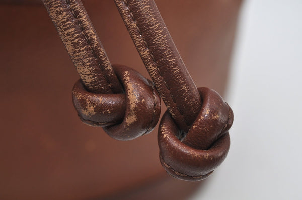 Authentic Burberrys Leather Shoulder Cross Body Drawstring Bag Purse Brown 4911J