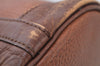 Authentic Burberrys Leather Shoulder Cross Body Drawstring Bag Purse Brown 4911J