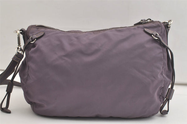 Authentic PRADA Nylon Tessuto Leather Shoulder Cross Body Bag Purse Purple 4911K