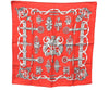 Authentic HERMES Petit Carre 40 Scarf Handkerchief "FERRONNERIE" Silk Red 4912G